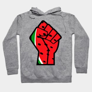 Watermelon Palestine Black Power Fist - Left Side - Front Hoodie